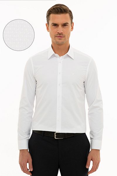 Pierre Cardin Λευκό Slim Fit Ανδρικό πουκάμισο - G021SZ004.000.1108954