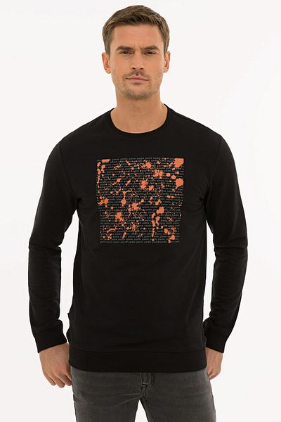 Pierre Cardin Мъжки черен стандартен суичър G021SZ082.0001235931