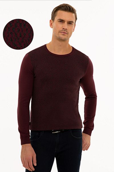Pierre Cardin Men's Claret Red Slim Fit Knitwear Sweater G021SZ0TK.000.1217415
