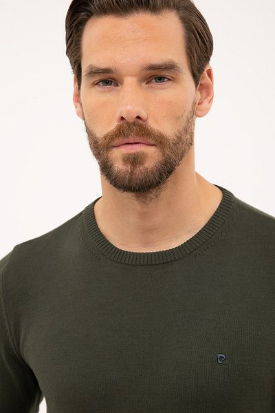 Pierre Cardin Ανδρικό Πράσινο Slim Fit Μπλούζα Ρεγκλάν Βασικό Πλεκτό Μπλουζάκι G021SZ0TK.000.1171012