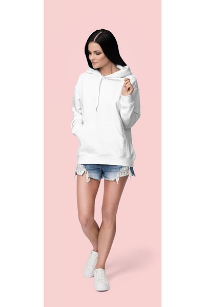Raf Coll Φούτερ Unisex Λευκή κουκούλα με ψηφιακή εκτύπωση