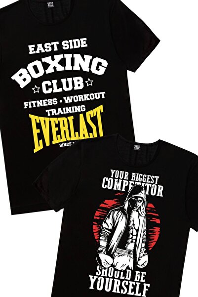 ROCKANDROLL Tricou boxer negru de neegalat pentru bărbați, tricou Eco Pack 2 ...