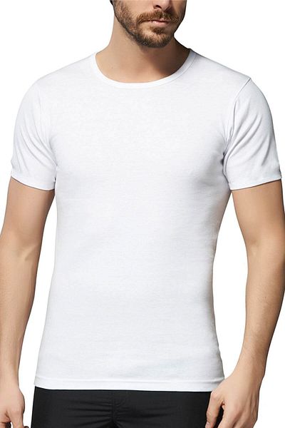 Güryıldız Men's White Combed Cotton Crew Neck 6 Pieces Undershirt Athlete 24006