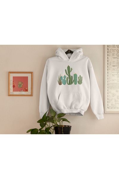 Raf Coll Φούτερ Unisex Λευκή κουκούλα με ψηφιακή εκτύπωση