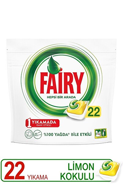 Fairy Hepsi Bir Arada Bulaşık Makinesi Deterjanı Kapsülü Limon Kokulu 22 Yıkama