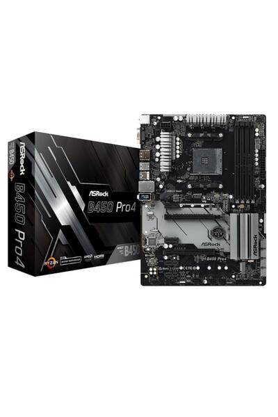 ASROCK Placă de bază Amd B450 Pro4, Socket AM4, 3200MHz, O.C, DDR4, USB 3.1, ...
