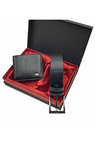 Karalı Deri Karalı Hakiki Deri Kemer,cüzdan Set(%!00 Hakiki Deridir)