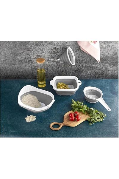 VİP AHMET White Gray Folding Kitchen Set 4 Pieces Vp-154