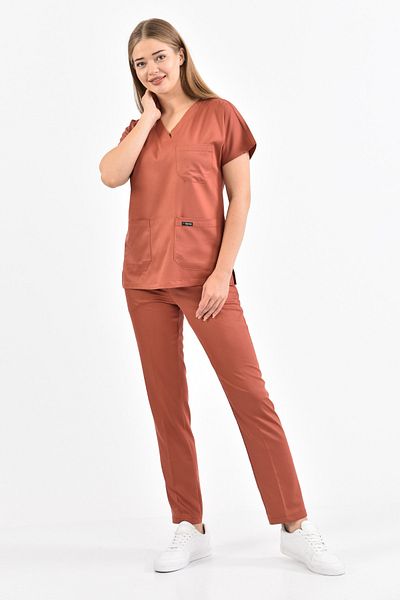 Owlet Medikal Costum uniformă Lycra Brick Color Scrubs