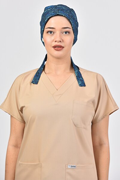 Owlet Medikal Mavi Balıklar Desenli Cerrahi Tesettür Bone