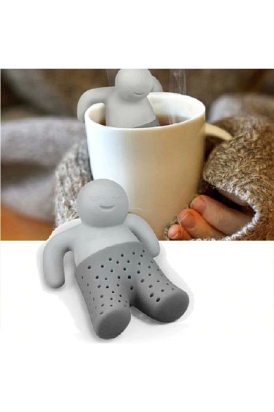 SYNOPE Silicone Tea Strainer Interesting Cute Funny Filter Tea Brewing Strainer Sitting Man Tea Strainer