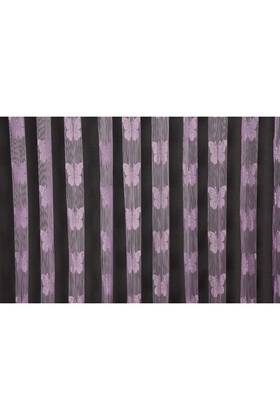 AKÇA TEKSTİL Butterfly Model Lilac Color Rope Curtain Ready-made Buttons Sewn Rope Curtain