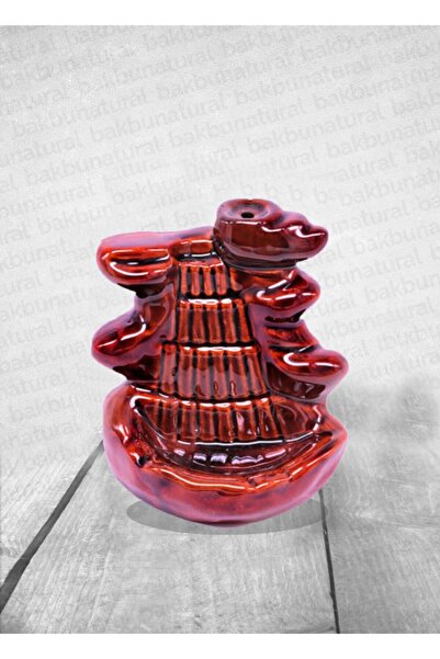 Bakbu Natural Şelale Temalı Kızıl Renk Seramik Tütsülük