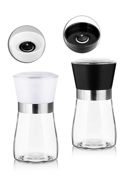Tilbe Home 2 Pieces Ceramic Spice Blade Grinder Salt Pepper Mill