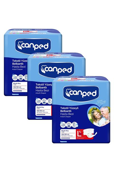 Canped Night Large Eco Patient Diapers with Waistband L Set of 14 (3 PACK)