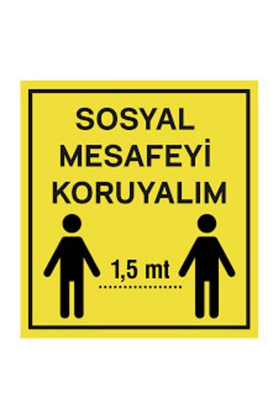 Dekotacım المسافة الاجتماعية 1.5 م. لافتة تحذير وتوجيه 25x35 سم. ديكوتا