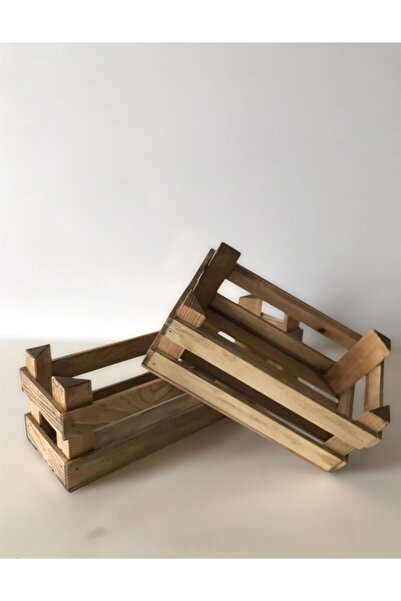astahşap Ahşap Sunum Kasası Sepetleri 2’li