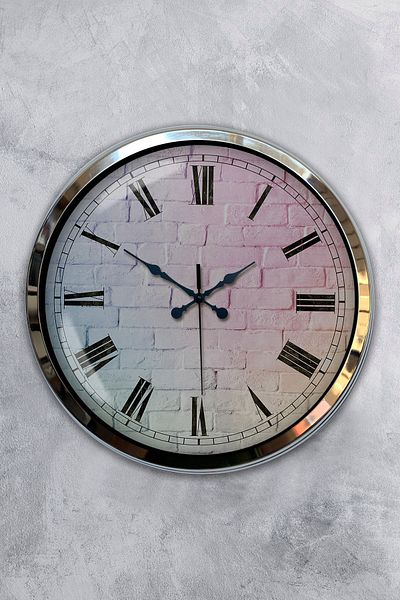 Kasva Concept Gift 40 cm Chrome Metal Aegean Wall Clock
