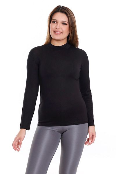 DISENTIS MODEST Half Turtleneck - Viscose Black Body, Large Size