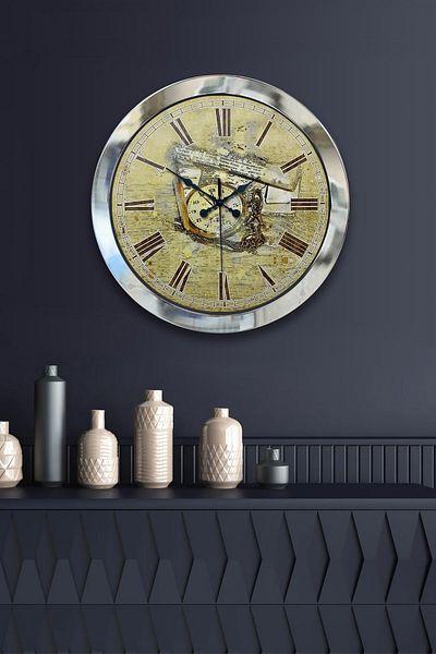 Kasva Concept Gift 36 cm Chrome Metal Time Wall Clock