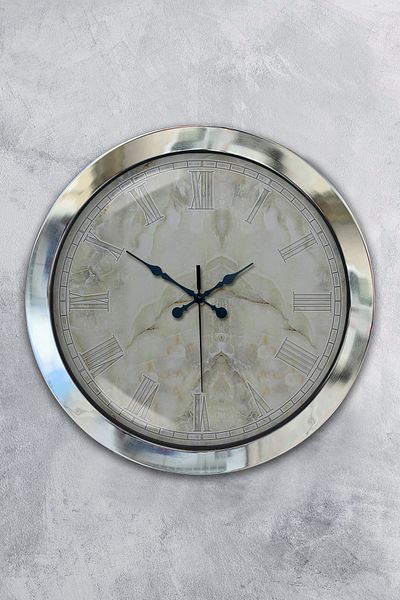 Kasva Concept Gift 36 cm Chrome Metal Kitchen Wall Clock