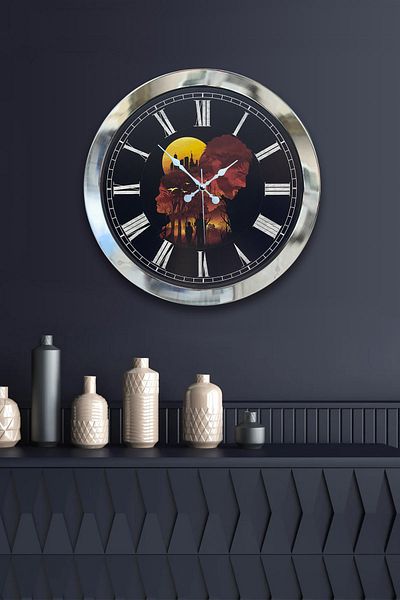Kasva Concept 36 Cm Chrome Metal Separate World Wall Clock