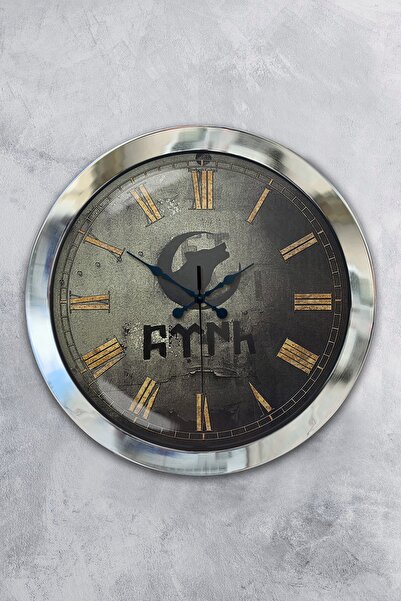 Platin Saat ساعة حائط تركية من معدن الكروم مقاس 36 سم