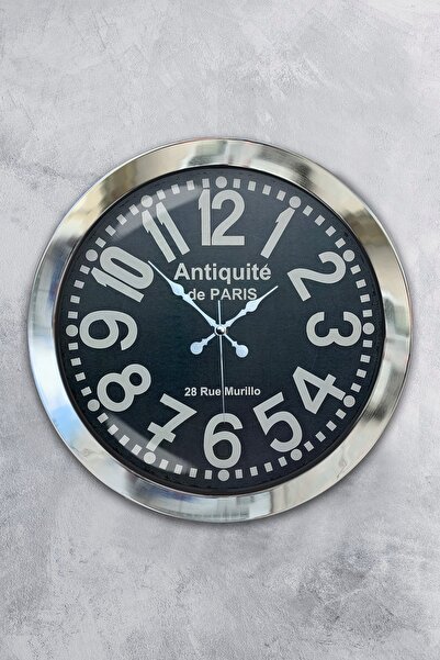 Platin Saat هدية ساعة حائط عتيقة من معدن الكروم مقاس 36 سم