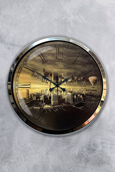 Kasva Concept Ceas de perete New York din metal cromat de 40 cm