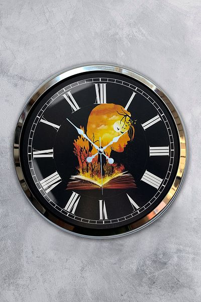 Kasva Concept Βιβλίο 40 εκ. Χρώμιο Μεταλλικό - Ανθρώπινο Ρολόι Τοίχου