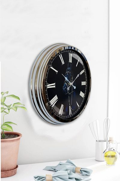 Kasva Concept Δώρο Ρολόι τοίχου 40 εκ. Χρώμιο Μεταλλικό Τρένα