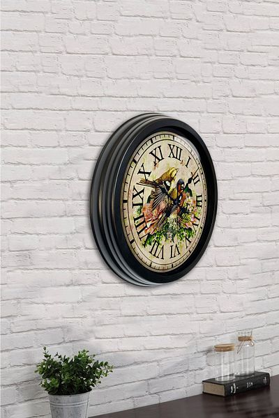 Kasva Concept Gift 40 cm Black Metal Bird Wall Clock