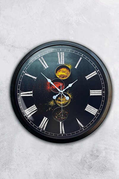 AİB STORE هدية ساعة حائط مطبخ معدنية سوداء مقاس 40 سم