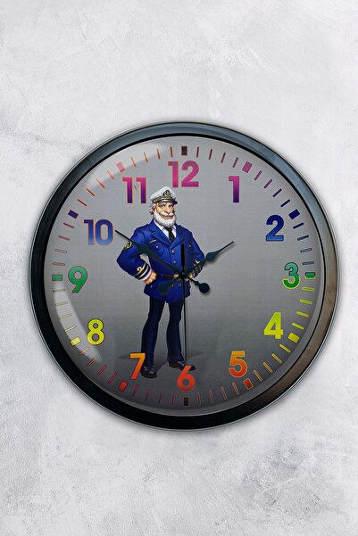 AİB STORE ساعة حائط كابتن سفينة معدنية سوداء مقاس 40 سم