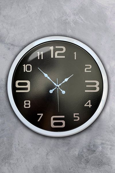 Kasva Concept 40 cm White Metal Black Classic Wall Clock