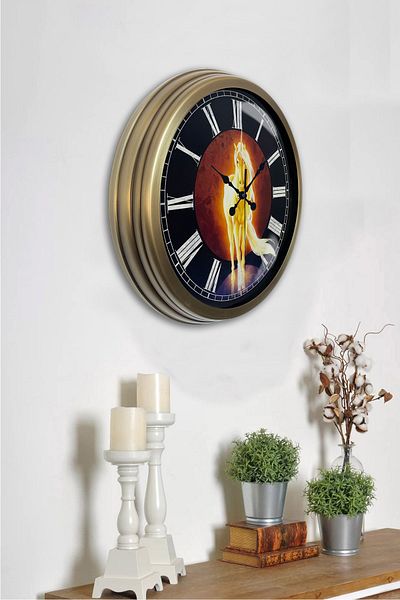 Kasva Concept Gift 40 cm Antique Metal Horse Wall Clock