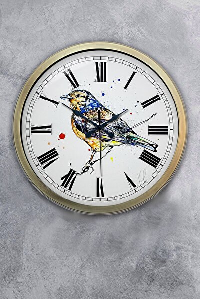 Kasva Concept ساعة حائط رسم طائر معدنية عتيقة مقاس 40 سم