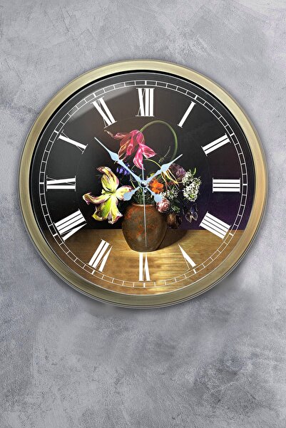 Kasva Concept ساعة حائط على شكل زهرة معدنية عتيقة مقاس 40 سم