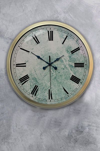 Kasva Concept Ceas de perete cu cifre romane din metal antic de 40 cm