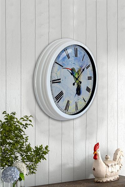 Kasva Concept Cadou 40 Cm Ceas de Perete Artistica Metal Alb