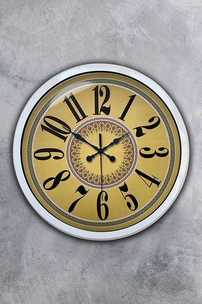 Kasva Concept Gift 40 cm White Metal Yellow Wall Clock