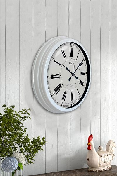 Kasva Concept Gift 40 cm White Metal Roman Numeral Wall Clock