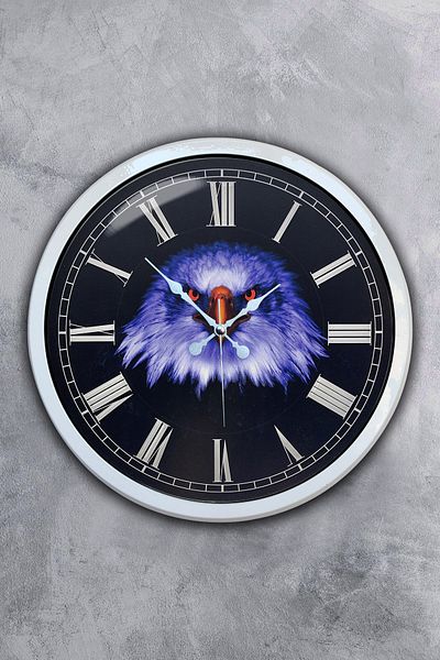Kasva Concept Gift 40 cm White Metal Eagle Wall Clock
