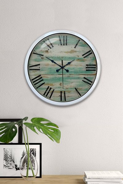 Kasva Concept 40 cm White Metal Antique Roman Wall Clock