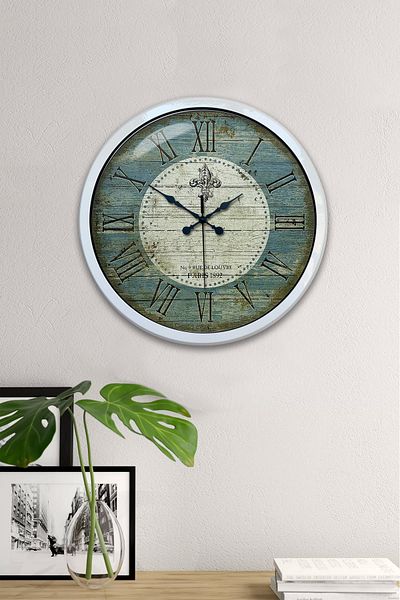 Kasva Concept Gift 40 cm White Metal Antique Wall Clock