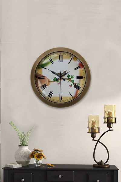 Kasva Concept 36 cm Antique Metal Bird Wall Clock