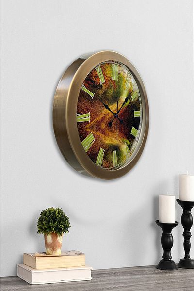 Kasva Concept Gift 36 cm Antique Metal Landscape Wall Clock