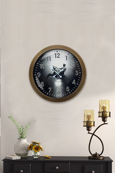 Kasva Concept Gift 36 cm Antique Metal Ataturk Wall Clock
