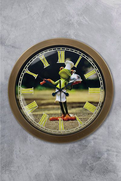 Kasva Concept Gift 36 cm Antique Metal Mr. Chef Kitchen Wall Clock