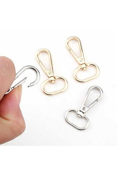 Aker Hediyelik Silver Macrame Keychain Attachment 100 Pieces Snap Hook Keychain Clip Ring